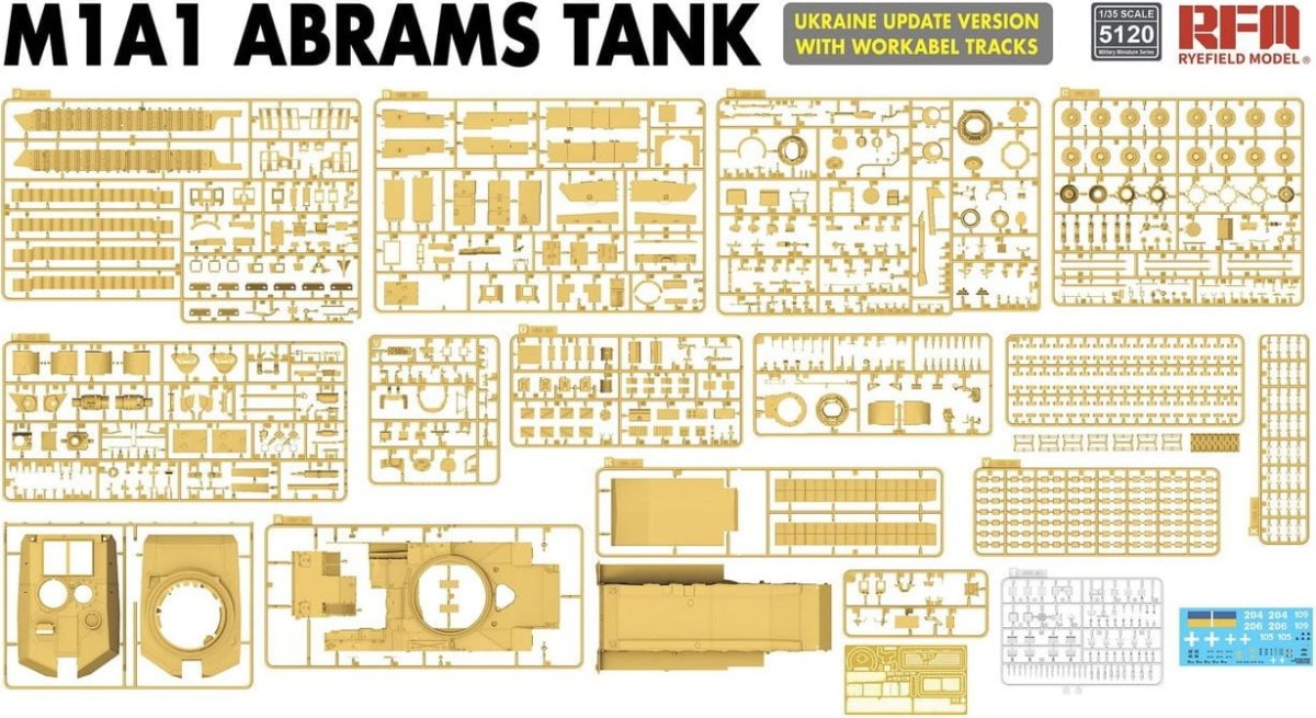 Zdjęcie dodatkowe produktu M1A1 Abrams Ukraine Update Version w/Workable Tracks 1:35 Rye Field Model 5120