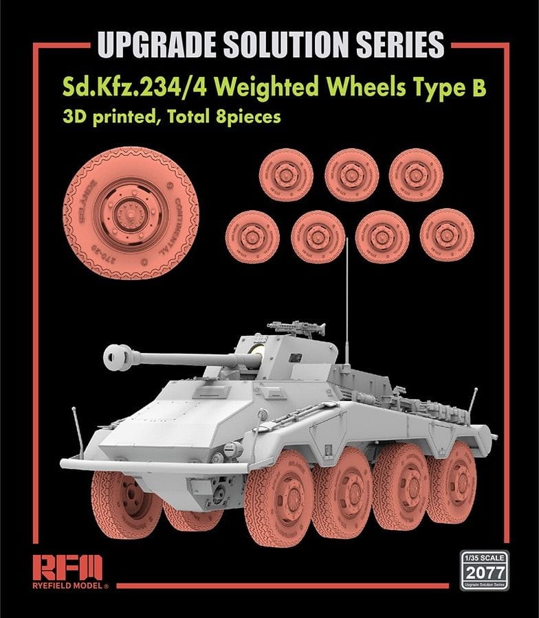 Zdjęcie główne produktu 3D Printed Wheels Type B (8 pcs) 1:35 Rye Field Model 2077