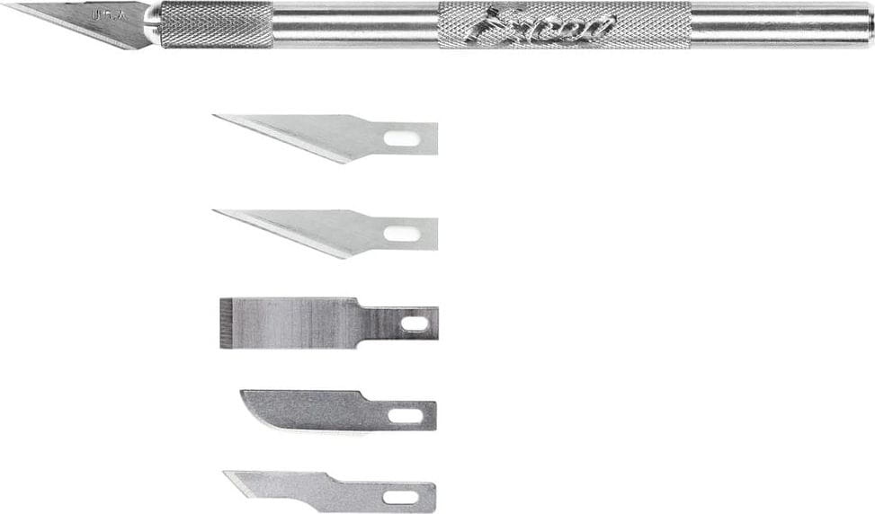 Zdjęcie dodatkowe produktu Nóż modelarski K1 (aluminiowa rękojeść) plus 5 ostrzy Excel E19001