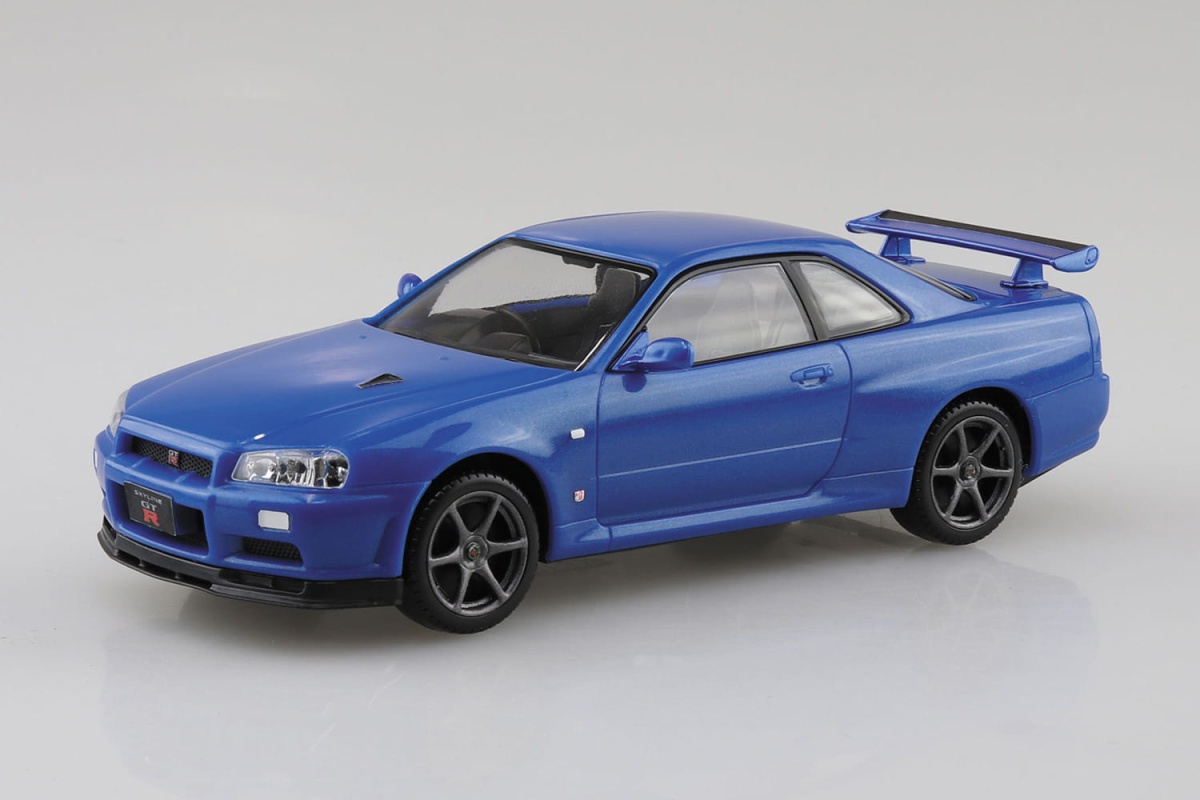 Zdjęcie dodatkowe produktu Nissan Skyline R34 GT-R Bayside Blue SNAP KIT 1:32 Aoshima 062500