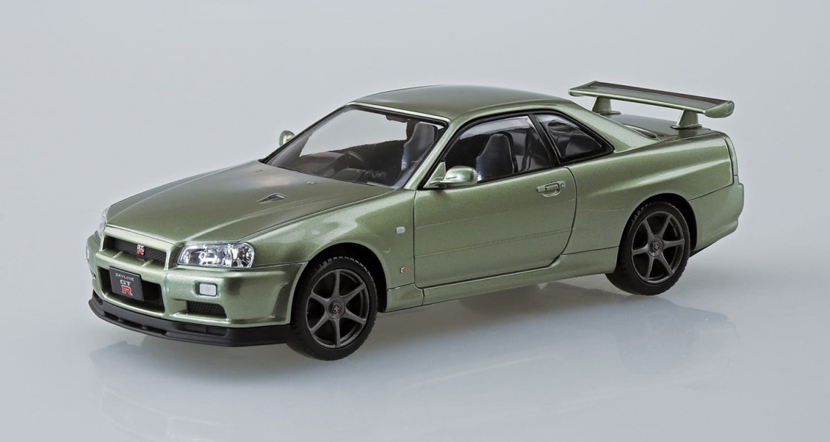 Zdjęcie dodatkowe produktu Nissan Skyline R34 GT-R Millennium Jade SNAP KIT 1:32 Aoshima 062531