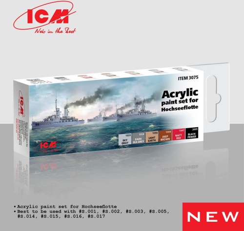 Zestaw farb akrylowych dla Hochseeflotte (6x 12ml) ICM 3075