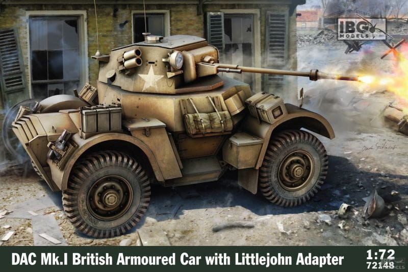 Zdjęcie główne produktu Brytyjski samochód pancerny Daimler Mk.I z adapterem Littlejohn 1:72 IBG 72148