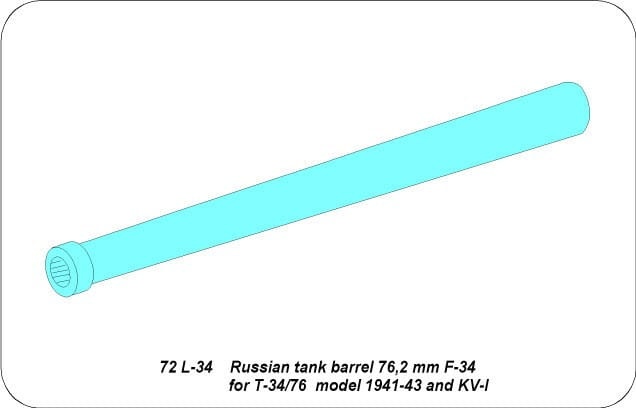 Zdjęcie dodatkowe produktu Lufa ZiS-5/F-34 do czołgu KW-1  późny i T-34/76 1:72 ABER 72L34