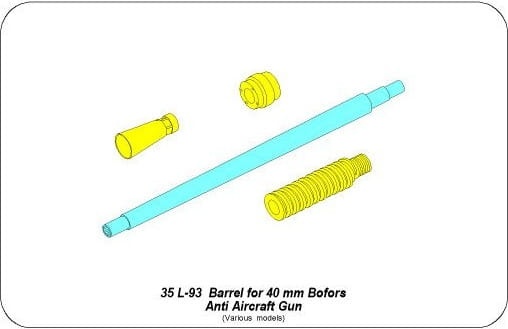 Zdjęcie dodatkowe produktu Lufa do 40mm armaty p/lot Boforsa 1:35 ABER 35L093