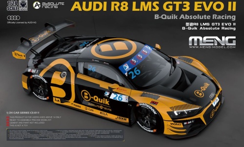 Audi R8 LMS GT3 EVO II B-Quik Absolute Racing 1:24 Meng CS011