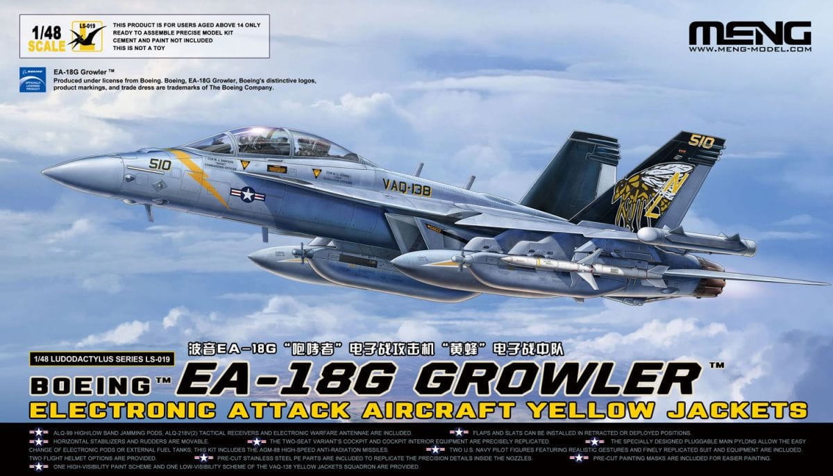 Zdjęcie główne produktu Boeing EA-18G Growler Electronic Attack Aircraft Yellow Jackets 1:48 Meng LS019