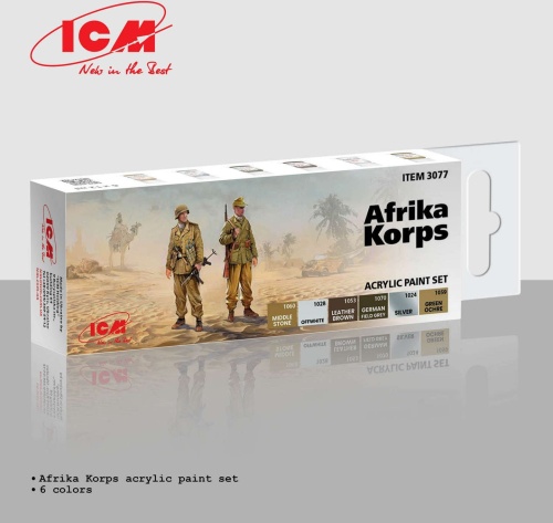 Zestaw farb akrylowych dla Afrika Korps (6x 12ml) ICM 3077