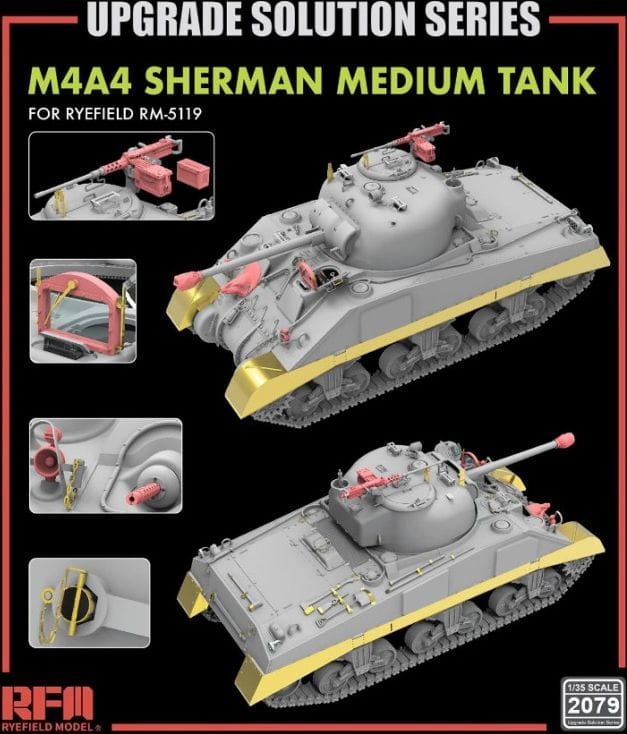 Zdjęcie główne produktu Zestaw ulepszeń Rye Field Model RM-2079 do zestawu RFM5119 M4A4 Sherman 1:35 Rye Field Model 2079