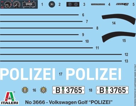 Zdjęcie dodatkowe produktu Volkswagen Golf Polizei (radiowóz) 1:24 Italeri 3666