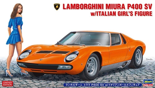 Lamborghini Miura P400 SV z figurką włoskiej dziewczyny 1:24 Hasegawa 20423