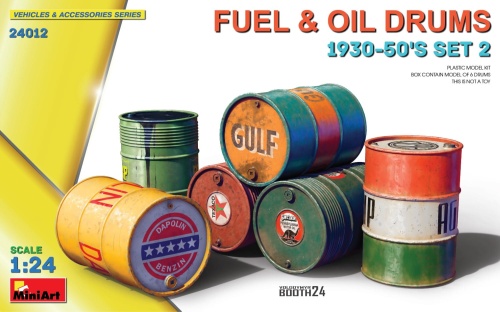 Fuel and Oil Drums 1930-50s Set 2 1:24 MiniArt 24012