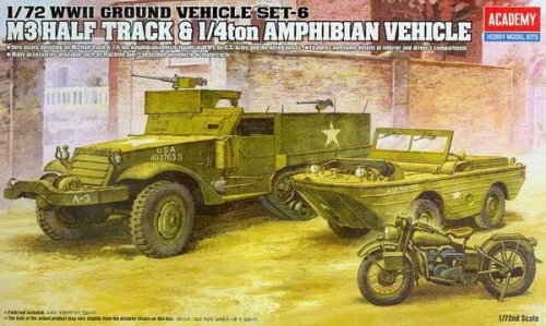 M3 Half Track plus amfibia plus motocykl 1:72 Academy 13408