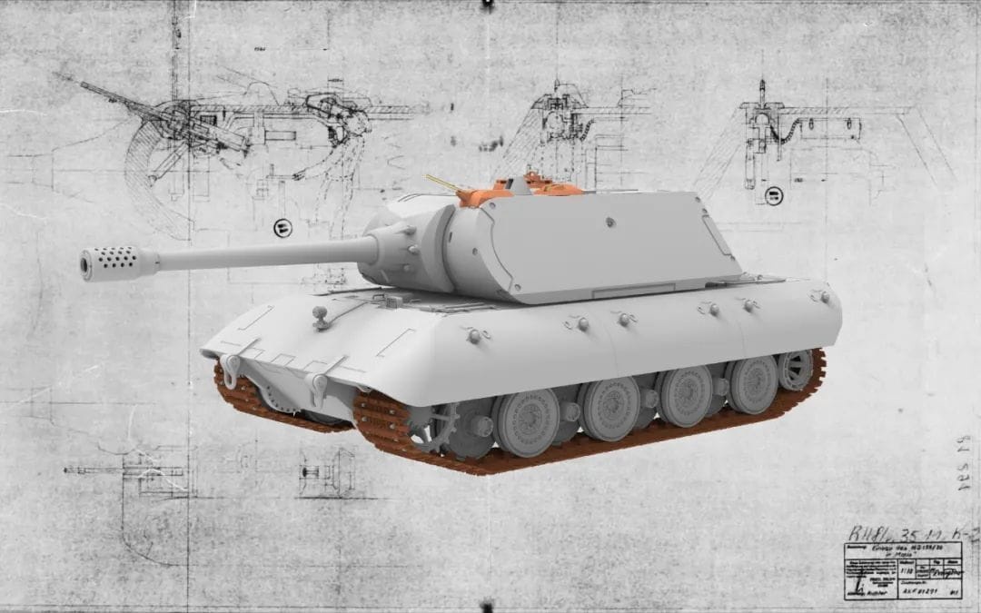 Zdjęcie dodatkowe produktu E-100 w/Maus turret 1:35 Amusing Hobby 35A046