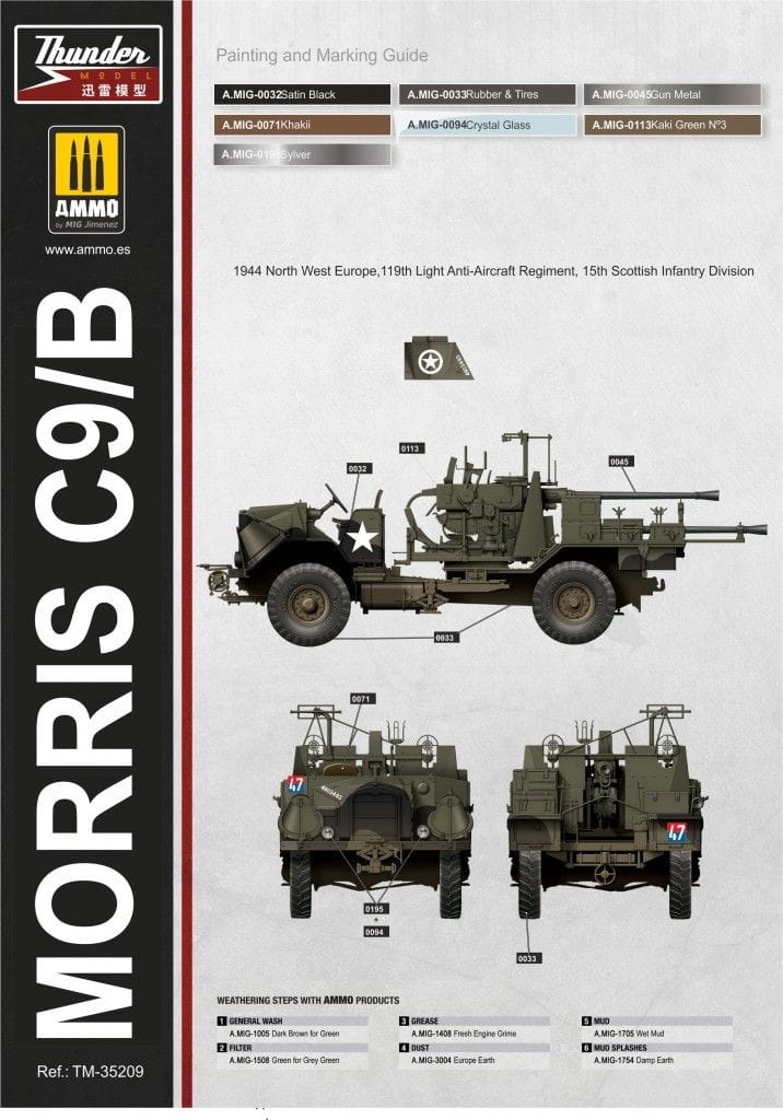 Zdjęcie dodatkowe produktu Morris Bofors C9/B Late The Iconic British WWII Gun Truck 1:35 Thunder Models 35209