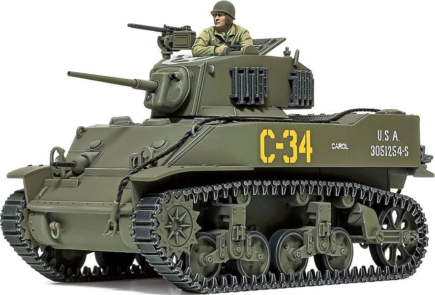 Zdjęcie dodatkowe produktu M5A1 Stuart Amerykański czołg lekki 1:48 Tamiya 32606