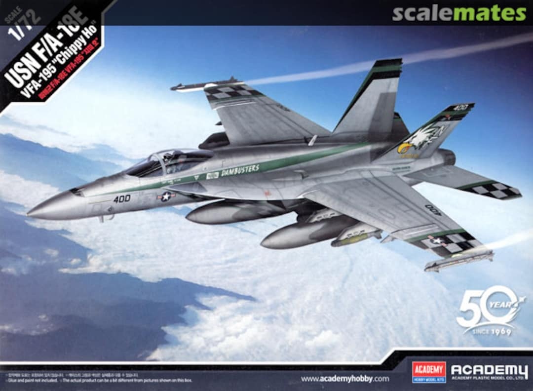 Zdjęcie główne produktu USN F/A-18E Super Hornet VFA-195 Chippy Ho 1:72 Academy 12565