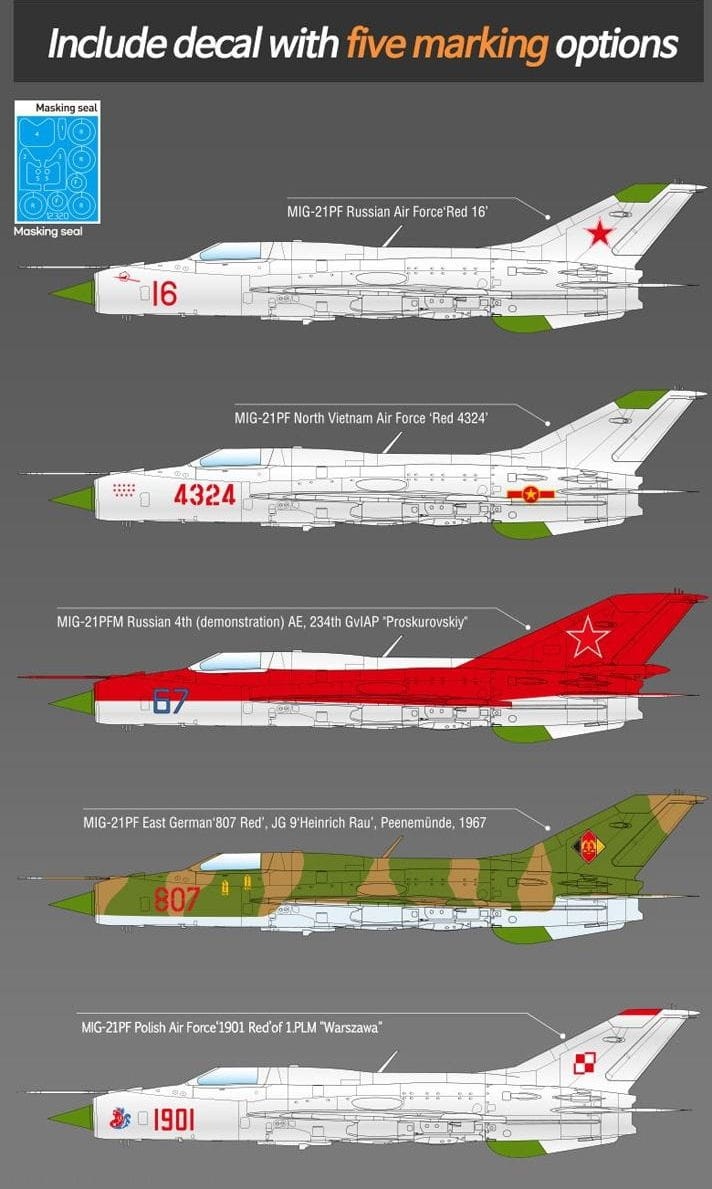 Zdjęcie dodatkowe produktu MiG-21PF Fishbed-D Mikoyan-Gurevich 1:48 Academy 12320