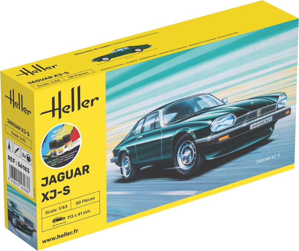 Zdjęcie główne produktu Jaguar XJS STARTER KIT (z pędzlem, farbami i klejem) 1:43 Heller 56183