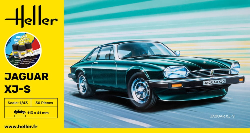 Zdjęcie dodatkowe produktu Jaguar XJS STARTER KIT (z pędzlem, farbami i klejem) 1:43 Heller 56183
