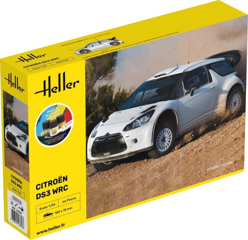 Citroen DS3 WRC STARTER KIT (z farbami, pędzlem i klejem) 1:24 Heller 56758