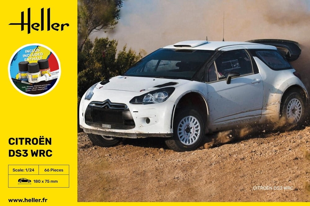 Zdjęcie dodatkowe produktu Citroen DS3 WRC STARTER KIT (z farbami, pędzlem i klejem) 1:24 Heller 56758