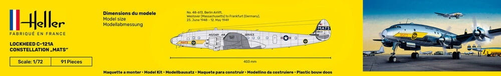 Zdjęcie dodatkowe produktu C-121A Constellation MATS STARTER KIT (z farbami, pędzlem i klejem) 1:72 Heller 56382