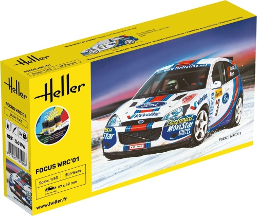 Ford Focus WRC 2001 STARTER KIT (z farbami, pędzlem i klejem) 1:43 Heller 56196