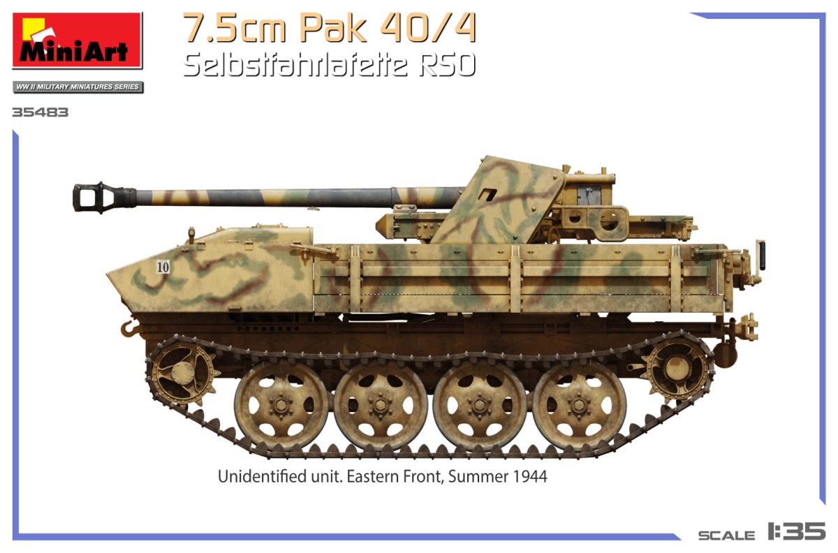 Zdjęcie dodatkowe produktu 7,5cm PaK 40/4 auf gep. Selbstfahrlafette RSO 1:35 MiniArt 35483
