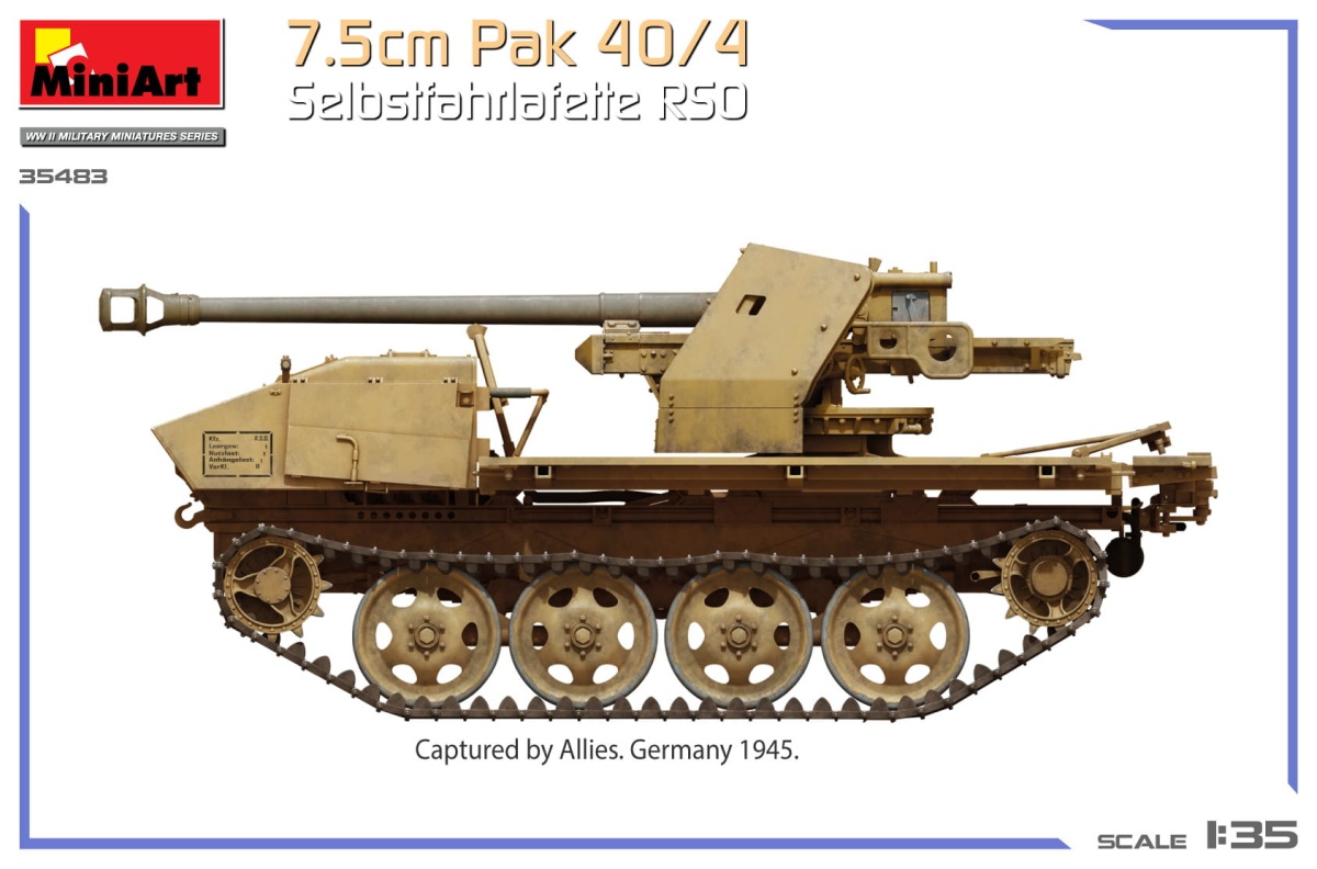 Zdjęcie dodatkowe produktu 7,5cm PaK 40/4 auf gep. Selbstfahrlafette RSO 1:35 MiniArt 35483