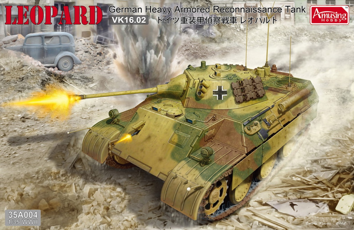 Zdjęcie główne produktu Leopard VK16.02 Niemiecki Ciężki Czołg Rozpoznawczy 1:35 Amusing Hobby 35A004