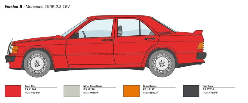Zdjęcie dodatkowe produktu Mercedes-Benz 190E 2.3 16v 1:24 Italeri 3624