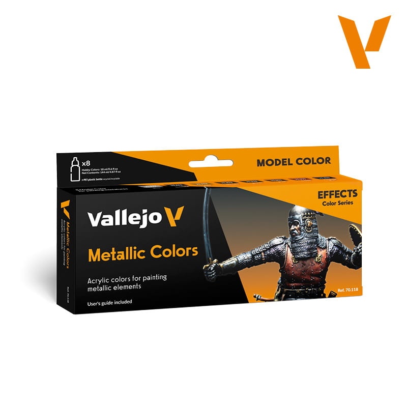 Zdjęcie główne produktu Vallejo 70118 Metallic Colors Zestaw 8 szt. farb