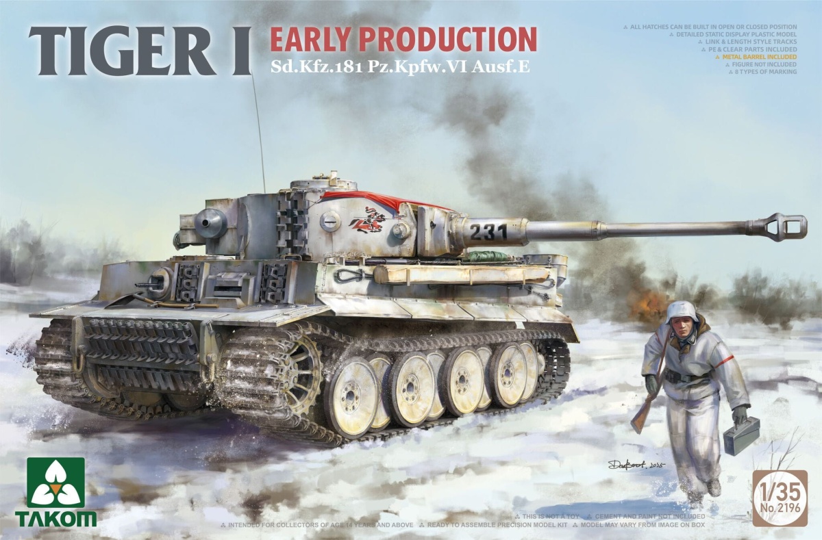 Zdjęcie dodatkowe produktu Tiger I Box Early-Production Limited Edition (Early Command/Michael Wittmann + Early + 1/16 Michael Wittmann) 1:35 Takom 2195W