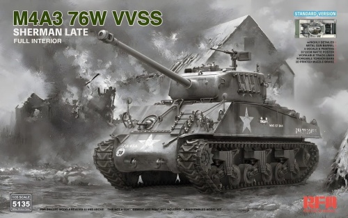 M4A3 76W VVSS Sherman Late Standard Version Full Interior 1:35 Rye Field Model 5135