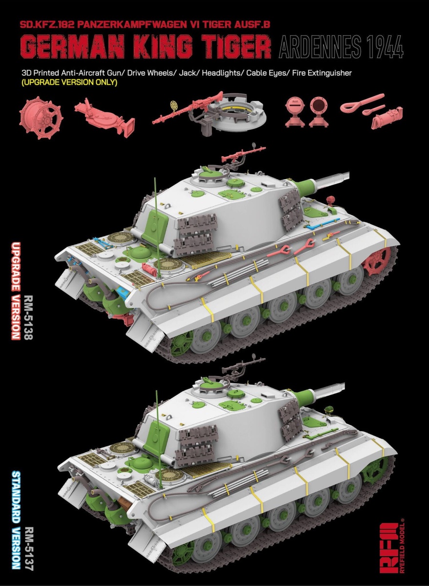 Zdjęcie dodatkowe produktu German King Tiger Pz.Kpfw. VI Ausf. B Upgrade Version 1:35 Rye Field Model 5138