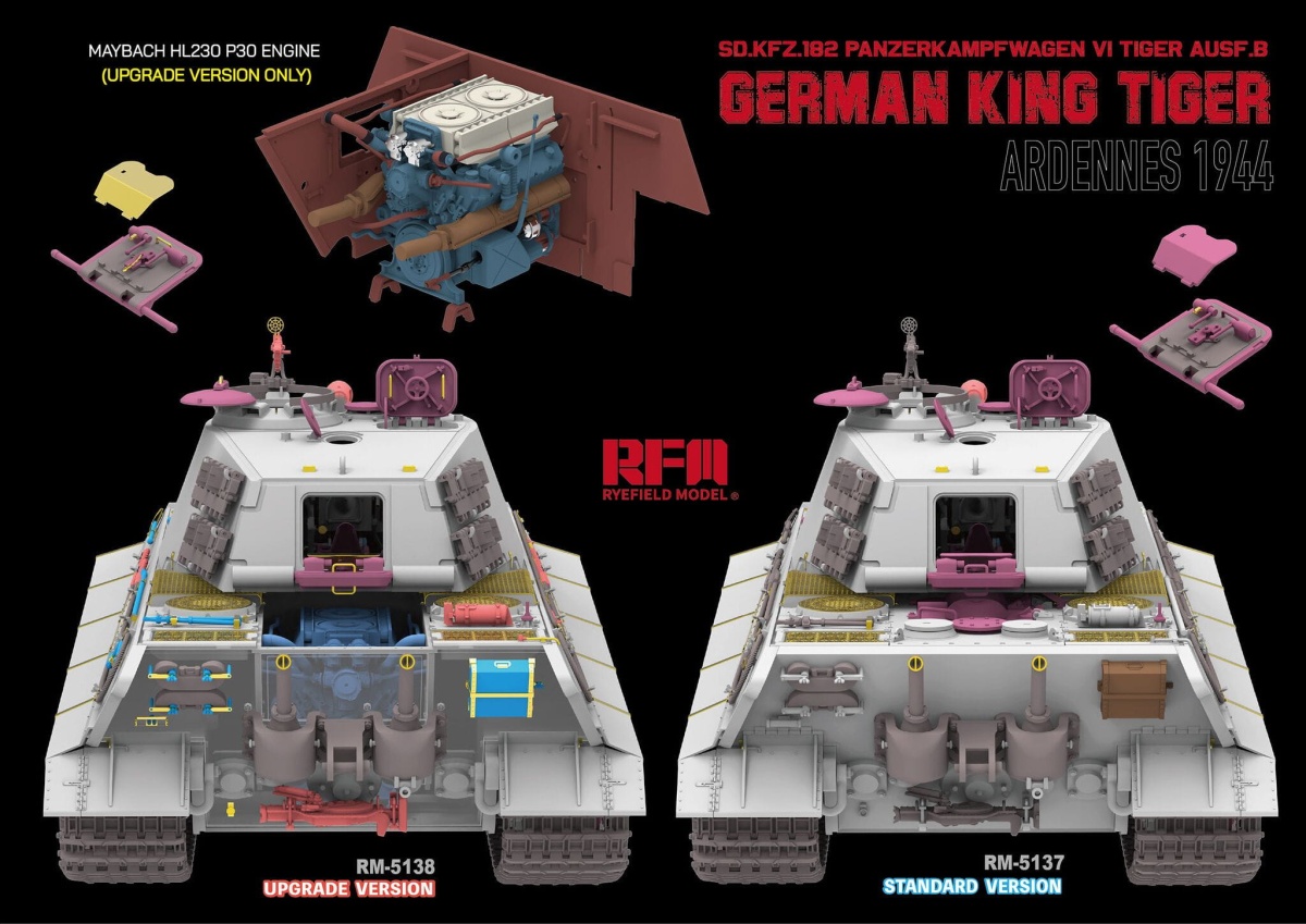 Zdjęcie dodatkowe produktu German King Tiger Pz.Kpfw. VI Ausf. B Upgrade Version 1:35 Rye Field Model 5138