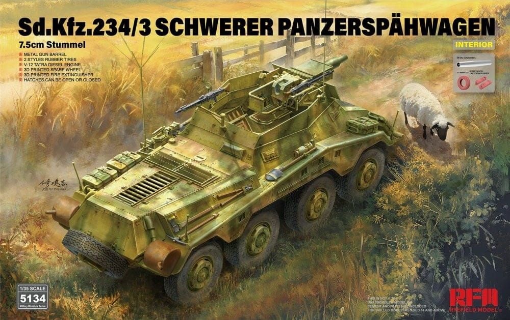 Zdjęcie główne produktu Sd.Kfz. 234/3 Schwerer Panzerspahwagen 1:35 Rye Field Model 5134