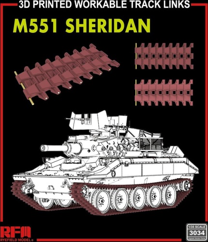 Gąsienice ruchome do M551 Sheridan (Wydruk 3D) 1:35 Rye Field Model 3034