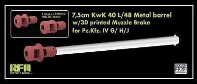 Zestaw waloryzujący do Pz.Kfz. IV G/H/J - lufa 7,5 cm KwK 40 L/48 (metal) oraz hamulec wylotowy (wydruk 3D) 1:35 Rye Field Model 2083