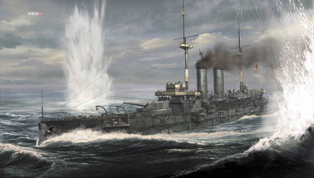 Zdjęcie dodatkowe produktu Pancernik IJN Mikasa "Bitwa o Morze Japońskie 1905" z figurką Akiyamy Masayukiego. 1:700 Hasegawa 30071