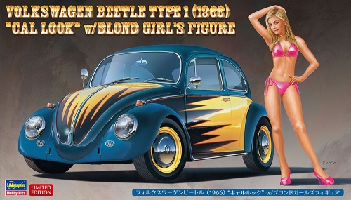 Volkswagen Beetle Type 1 (1966) "Cal Look" w/Blond Girl's Figure 1:24 Hasegawa SP445