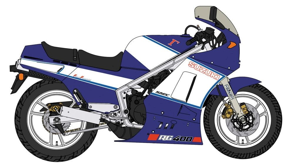 Zdjęcie dodatkowe produktu Suzuki RG400 Late Version "Blue/White Color" w/Under Cowl 1:12 Hasegawa 21739
