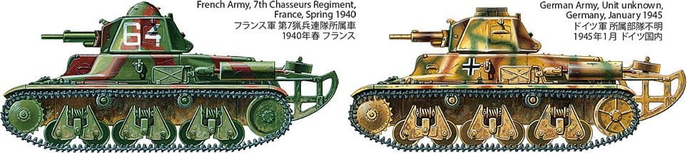 Zdjęcie dodatkowe produktu French Light Tank H39 Pz.Kpfw.38H 735(f) 1:35 Tamiya 35389