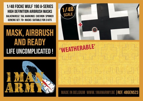 Focke-Wulf-190 serii A - Balkenkreuz, szewrony, oznaczenia ogonowe Zestaw ogólny 1:48 1 Man Army 48GEN523