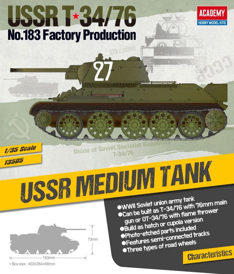 Zdjęcie dodatkowe produktu T-34/76 No.183 Factory 1:35 Academy 13505