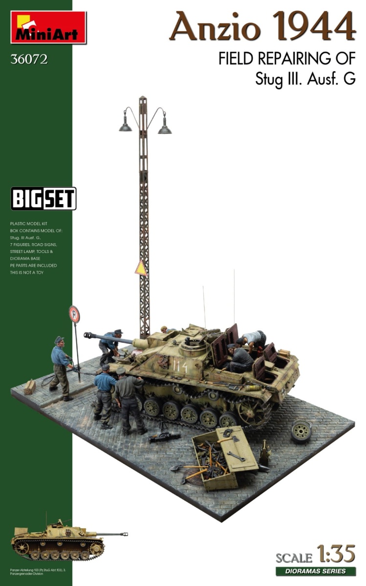 Zdjęcie główne produktu Anzio 1944 Field Reparing of StuG III. Ausf. G 1:35 MiniArt 36072