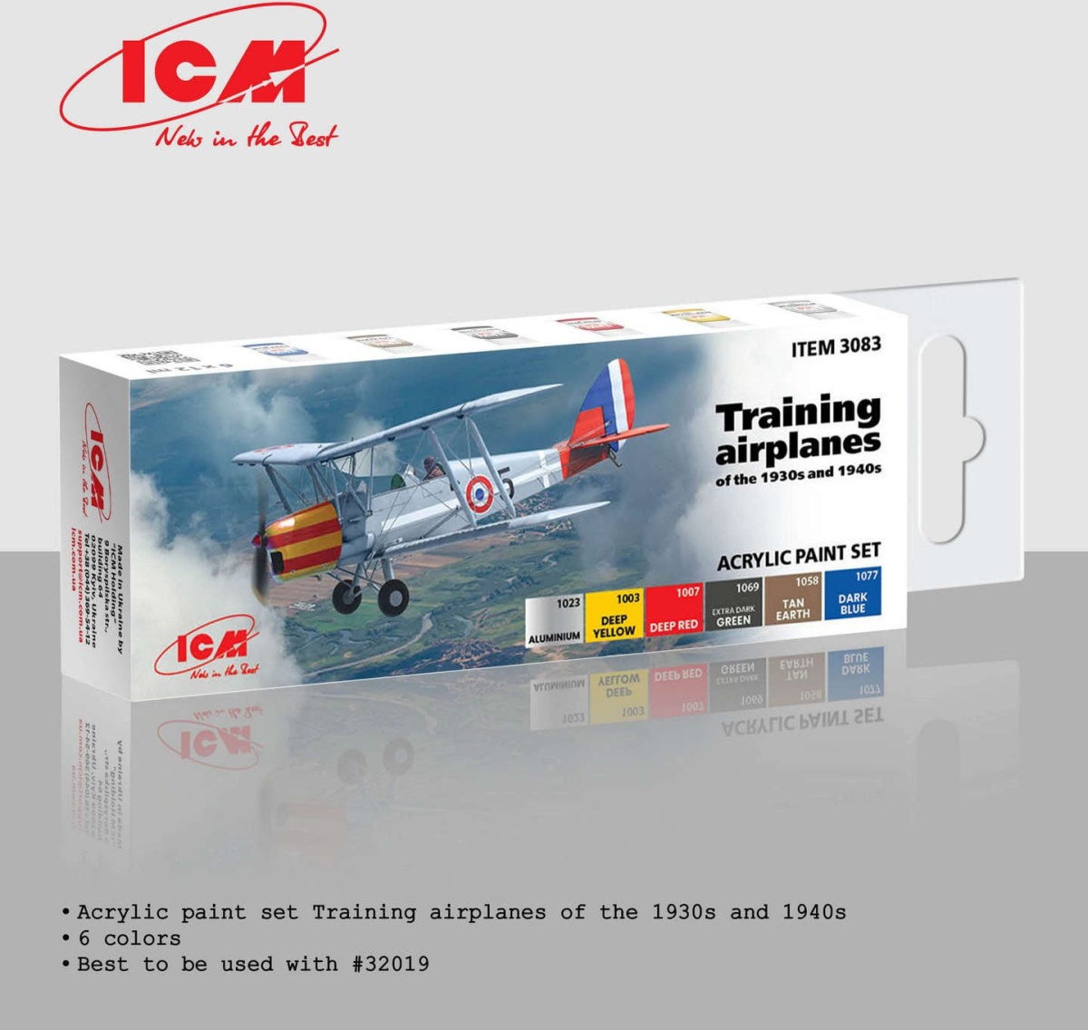 Zdjęcie główne produktu Zestaw farb Training Airplanes of the 1930s and 40s (6x12ml) ICM 3083