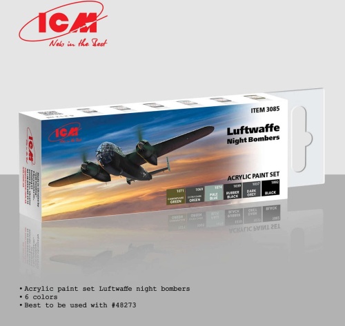 Zestaw farb Luftwaffe Night Bombers (6x12ml) ICM 3085