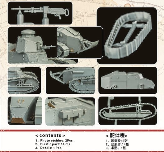Zdjęcie dodatkowe produktu Renualt FT-17 Light Tank (Riveted turret) 1:72 Flyhawk 3001